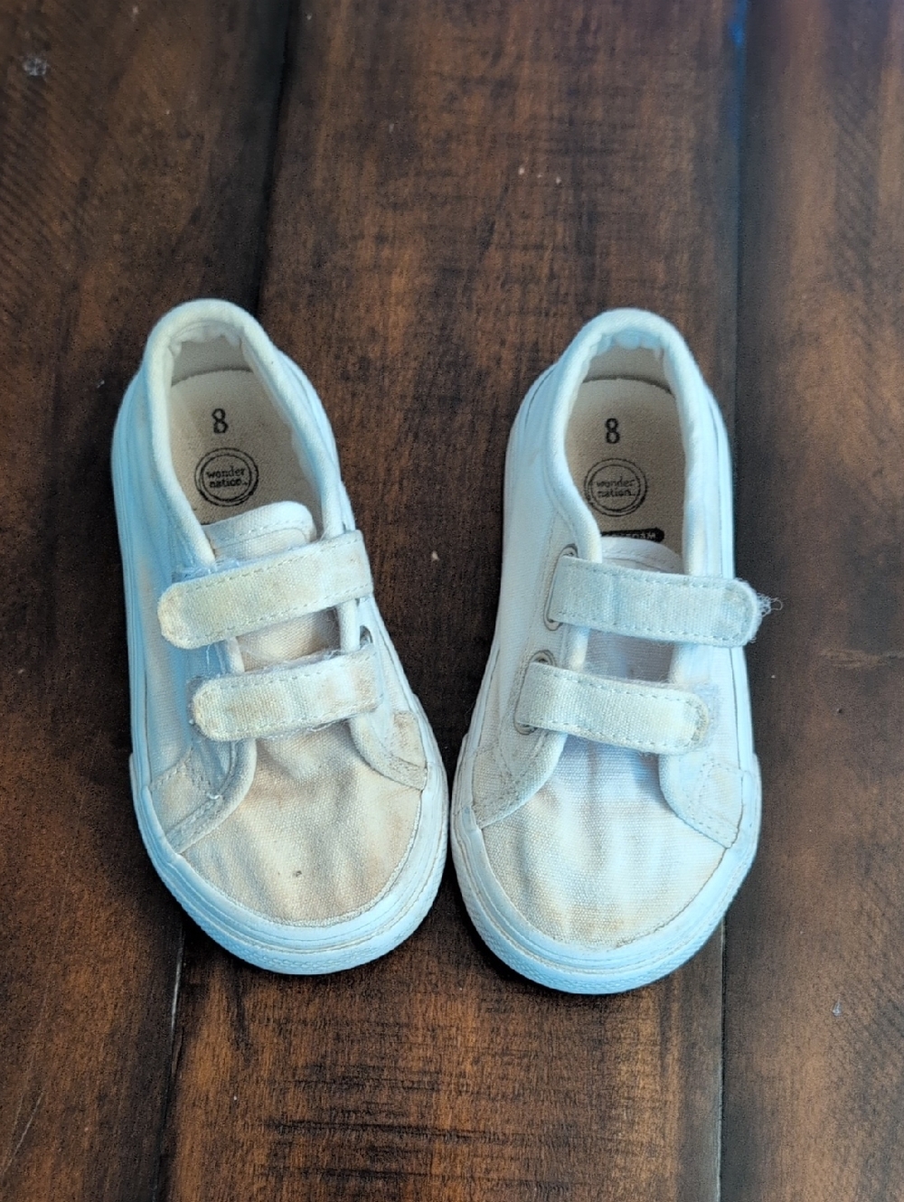 wonder nation White Kids Velcro Canvas Sneakers Toddler Size 8